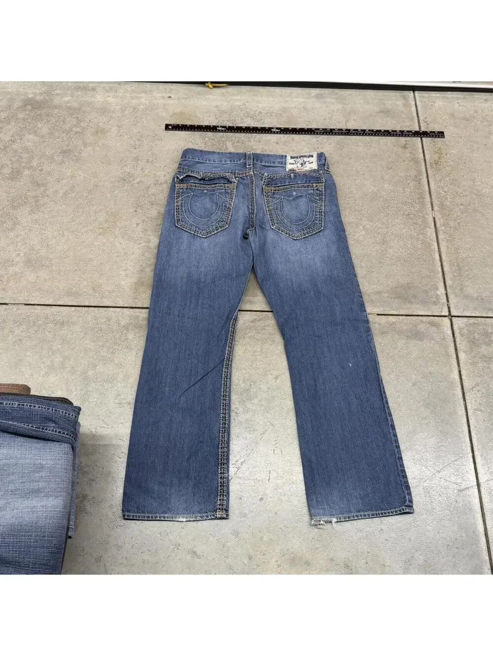 vintage true religion ricky blue made in usa straight leg jeans size 36 x 30